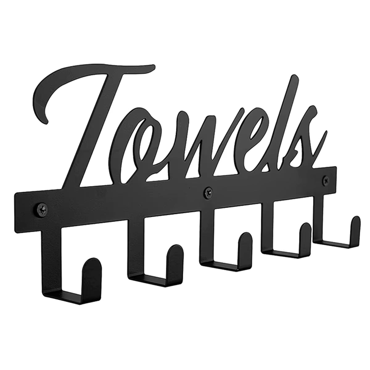 Wall-Mounted Towel Rack with Movable Holder and 5 Hooks - Waterproof Towel Shelf Organizer for Bathroom Accessories